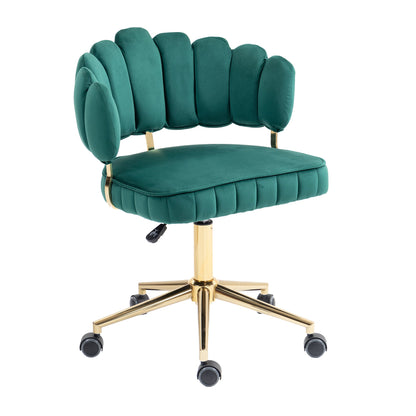 Velvet Home Office Desk Chair, Modern Cute Computer Chair, Wheels