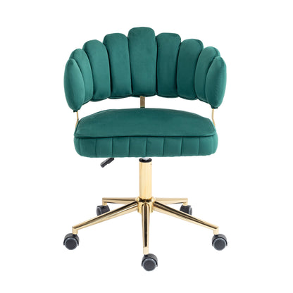 Velvet Home Office Desk Chair, Modern Cute Computer Chair, Wheels