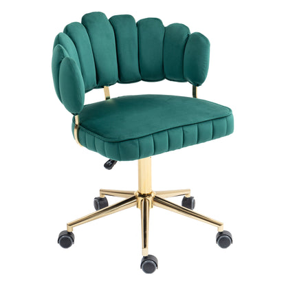 Velvet Home Office Desk Chair, Modern Cute Computer Chair, Wheels