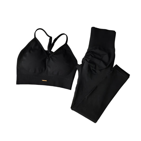 Ensemble de yoga pour femme avec soutien-gorge et leggings à col en V