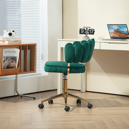 Velvet Home Office Desk Chair, Modern Cute Computer Chair, Wheels